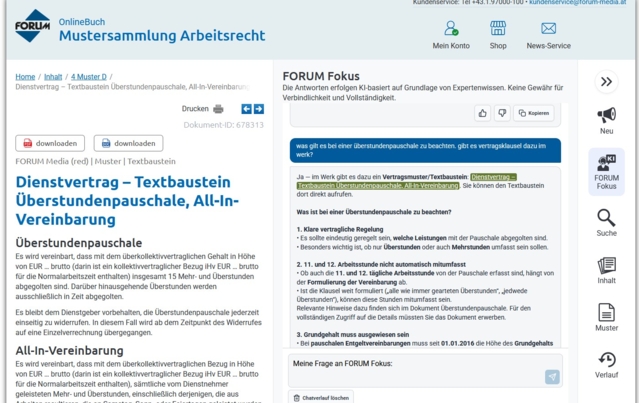 Forum Fokus Mustersammlung Arbeitsrecht